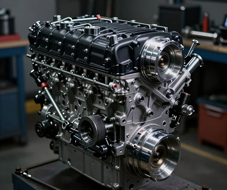 Diesel engine in a repair shop